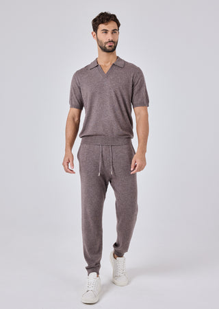 LC Blend Trouser Mens Merino Wool Blend Jogger Taupe Marl