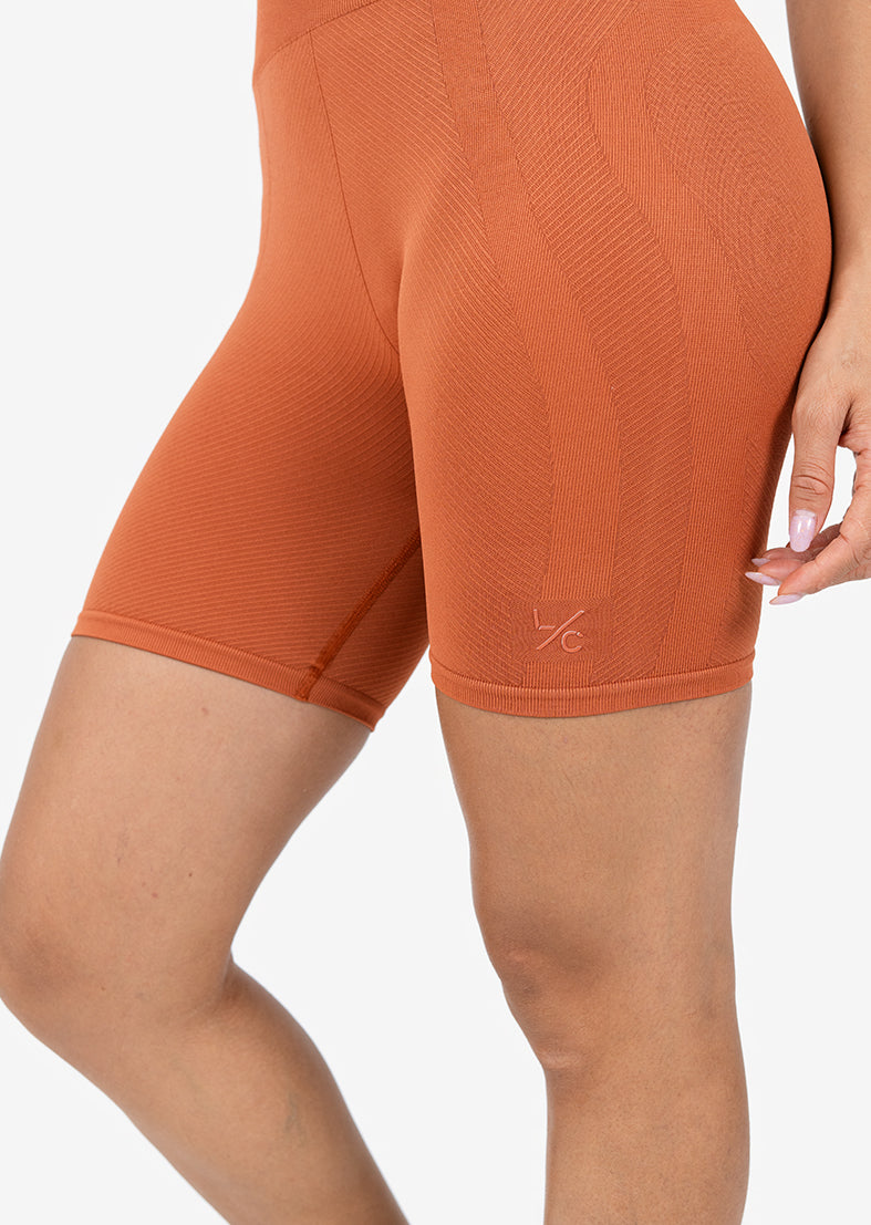 L'COUTURE Chevron Seamless Bike Short Rust