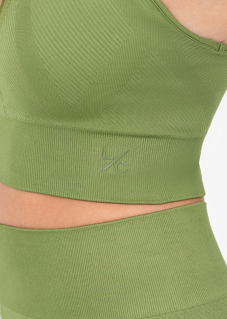 L'COUTURE Chevron Seamless Bra Olive