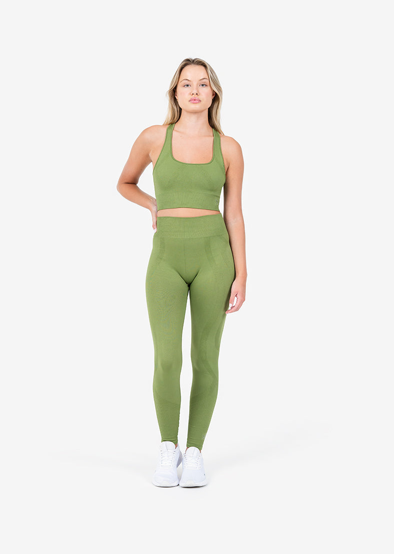 L'COUTURE Chevron Seamless Bra Olive