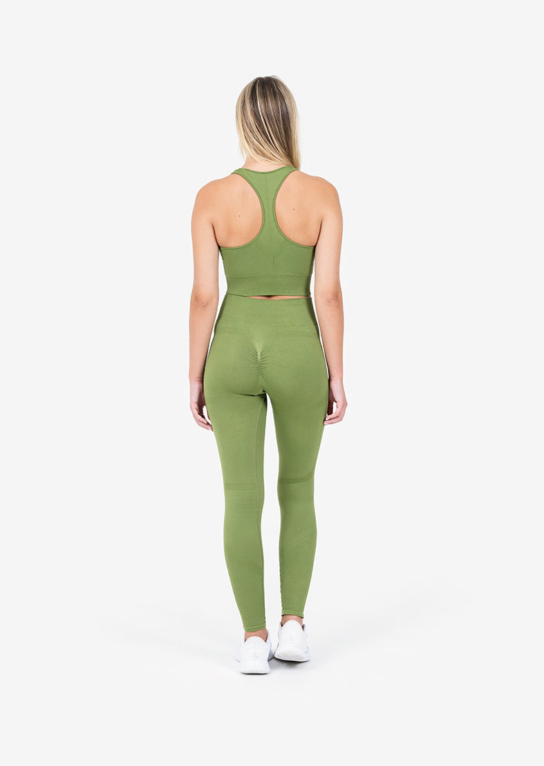 L'COUTURE Chevron Seamless Bra Olive
