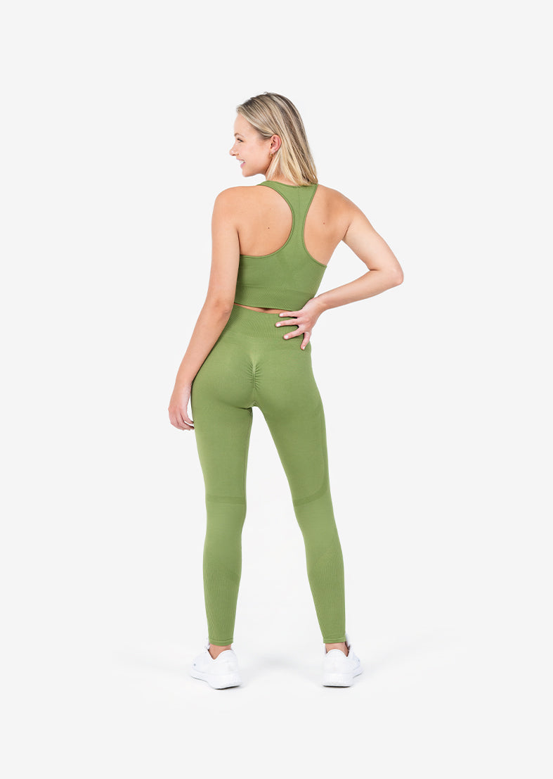 L'COUTURE Chevron Seamless Bra Olive
