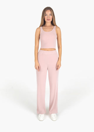 L'COUTURE Cloudsoft Rib Lounge Palazzo Pant Blush