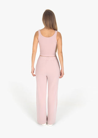 L'COUTURE Cloudsoft Rib Lounge Palazzo Pant Blush