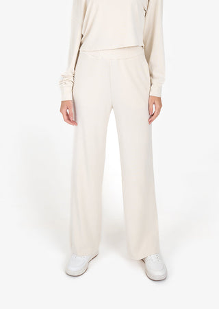 L'COUTURE Cloudsoft Rib Lounge Palazzo Pant Cream