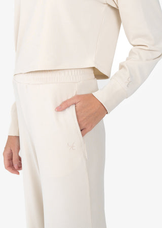 L'COUTURE Cloudsoft Rib Lounge Palazzo Pant Cream