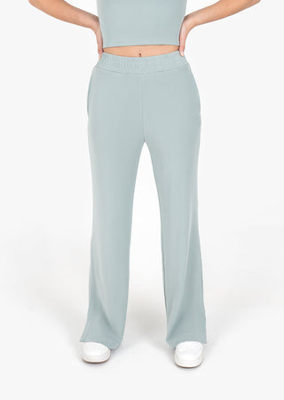 L'COUTURE Cloudsoft Rib Lounge Palazzo Pant Sage