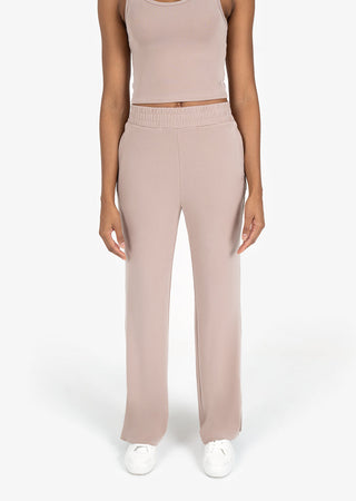 L'COUTURE Cloudsoft Rib Lounge Palazzo Pant Walnut