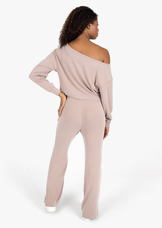 L'COUTURE Cloudsoft Rib Lounge Palazzo Pant Walnut