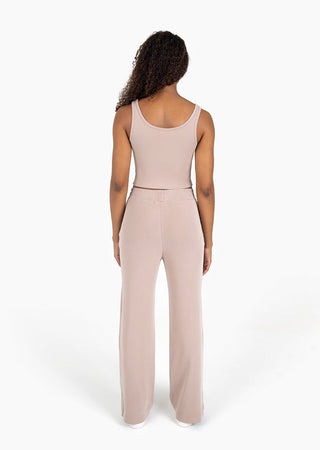 L'COUTURE Cloudsoft Rib Lounge Palazzo Pant Walnut