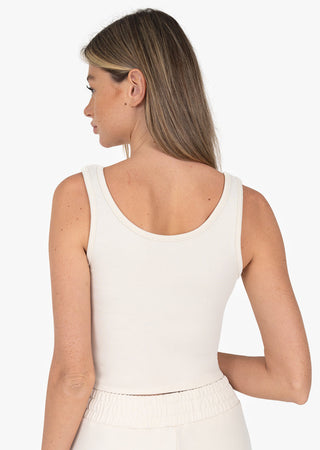 L'COUTURE Cloudsoft Rib Lounge Tank Cream