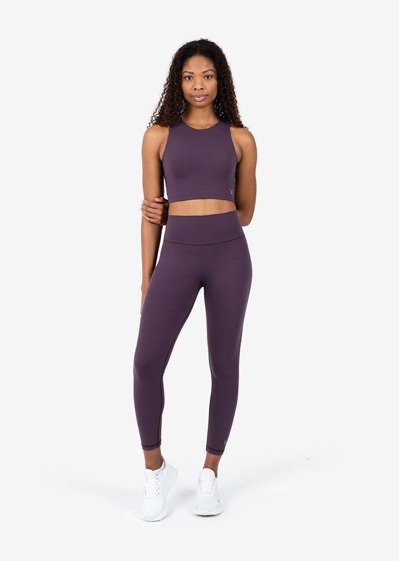 Buy the NWT Womens Black Purple Dri-Fit Elastic Waist Cropped Leggings Size  S