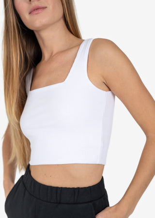 L'COUTURE Elevate Ribbed Square Tank White