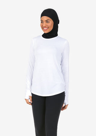 L'COUTURE Long Sleeve Tops Elevate Aloe Long Sleeve Top White