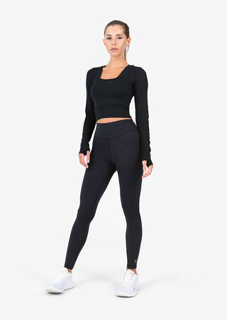 L'COUTURE Long Sleeve Tops Elevate Cropped Long Sleeve Top Black