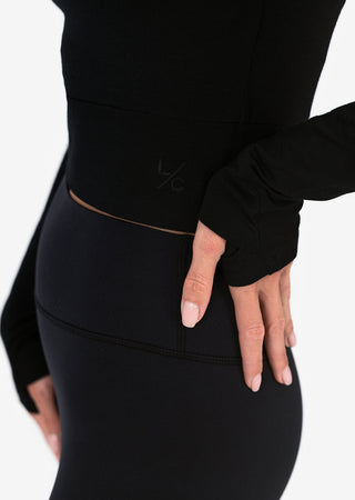 L'COUTURE Long Sleeve Tops Elevate Cropped Long Sleeve Top Black