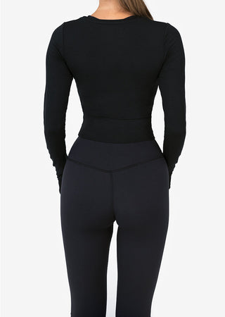 L'COUTURE Long Sleeve Tops Elevate Cropped Long Sleeve Top Black