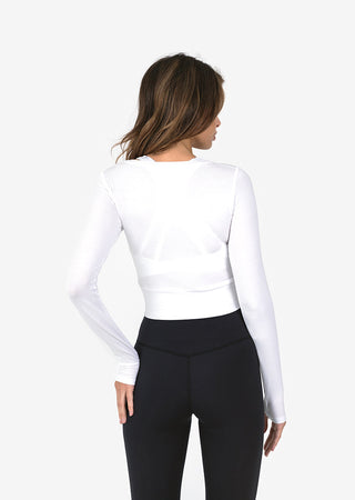 L'COUTURE Long Sleeve Tops Elevate Cropped Long Sleeve Top White