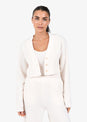 L'COUTURE Rib Knit Lounge Cropped Cardigan Oatmeal