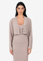 L'COUTURE Rib Knit Lounge Cropped Cardigan Taupe