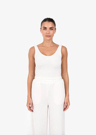 L'COUTURE Rib Knit Lounge Cropped Tank Oatmeal