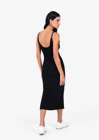 L'COUTURE Rib Knit Lounge Dress Black