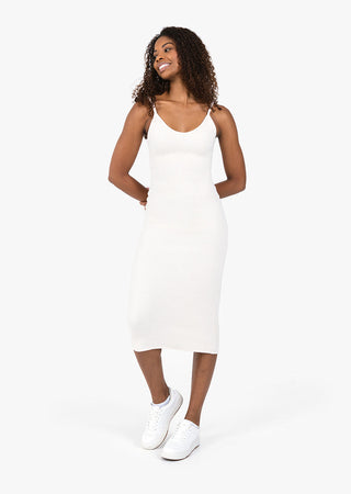 L'COUTURE Rib Knit Lounge Dress Oatmeal