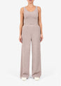 L'COUTURE Rib Knit Lounge Palazzo Pant Taupe