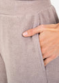L'COUTURE Rib Knit Lounge Palazzo Pant Taupe
