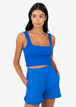 L'COUTURE Shorts Club LC Scalloped Sweat Short Electric Blue