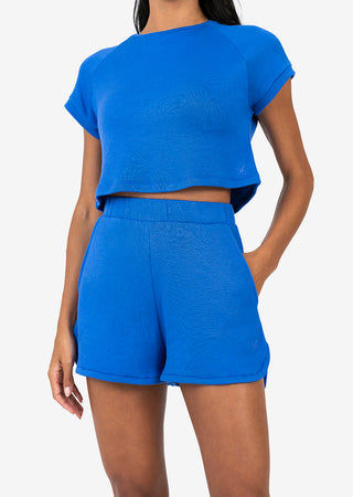 L'COUTURE Shorts Club LC Scalloped Sweat Short Electric Blue