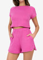 L'COUTURE Shorts Club LC Scalloped Sweat Short Fuchsia