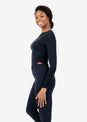 L'COUTURE Silk Ruched Long Sleeve Top Black