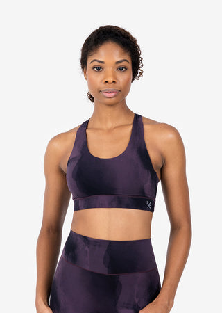 L'COUTURE Sports Bras Life Active Marble Cutout Bra Mulberry Black