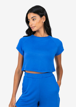 L'COUTURE Tees & Tanks Club LC Cropped Sweat Tee Electric Blue