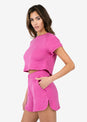 L'COUTURE Tees & Tanks Club LC Cropped Sweat Tee Fuchsia