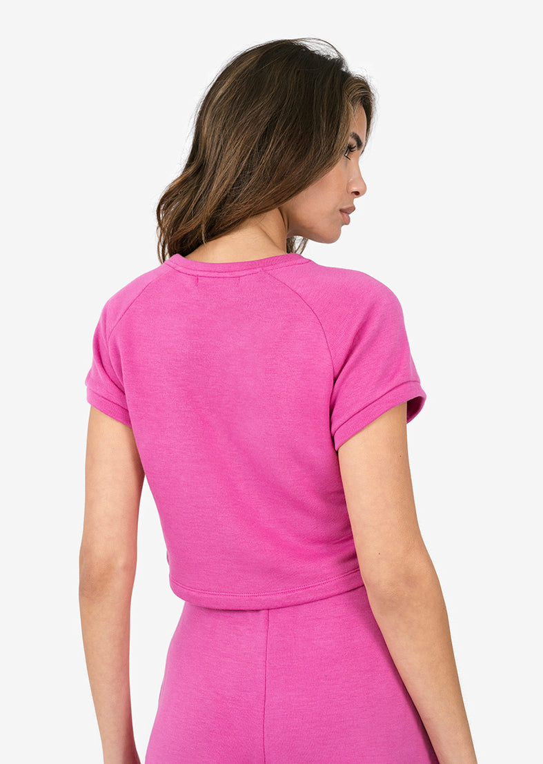 L'COUTURE Tees & Tanks Club LC Cropped Sweat Tee Fuchsia