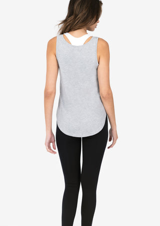 L'COUTURE Tees & Tanks Elevate Reversible Long Tank Grey Marl