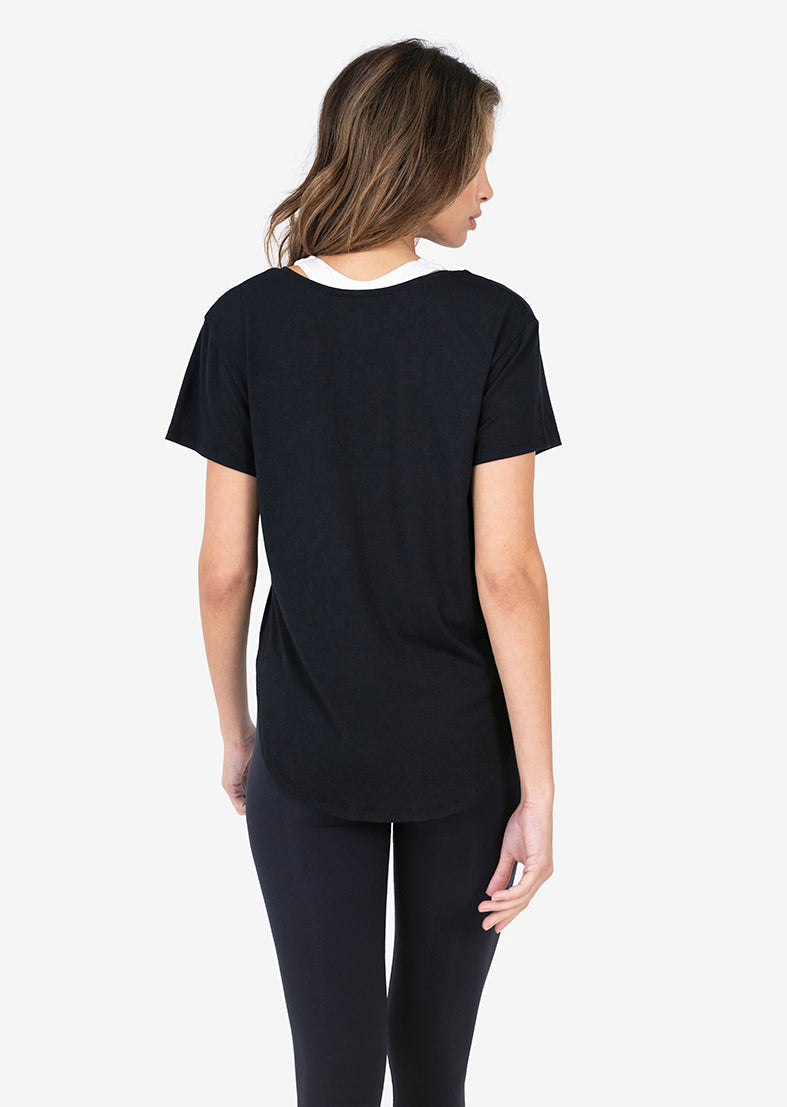 L'COUTURE Tees & Tanks Elevate Reversible Slouch Tee Black