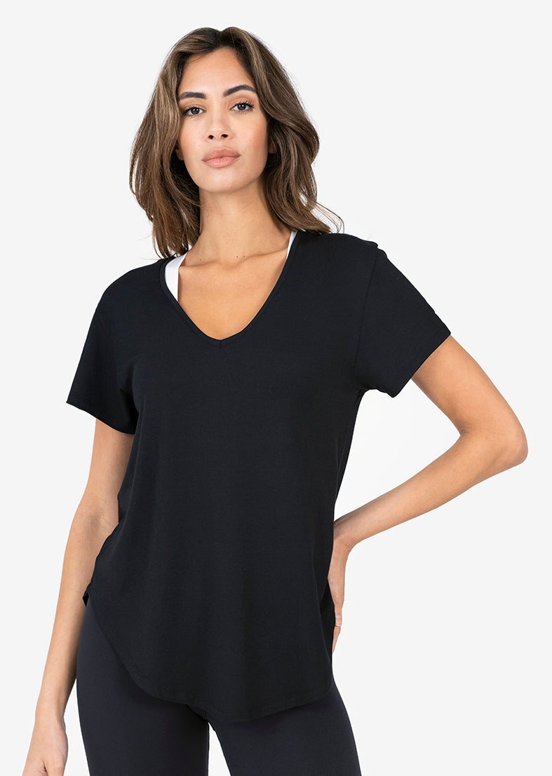 L'COUTURE Tees & Tanks Elevate Reversible Slouch Tee Black