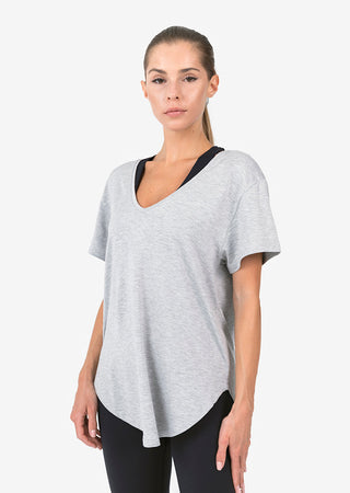 L'COUTURE Tees & Tanks Elevate Reversible Slouch Tee Grey Marl