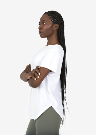 L'COUTURE Tees & Tanks Elevate Reversible Slouch Tee White