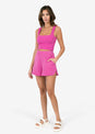 L'COUTURE Tees & Tanks Elevate Ribbed Square Tank Fuchsia