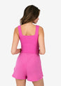 L'COUTURE Tees & Tanks Elevate Ribbed Square Tank Fuchsia