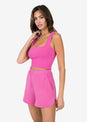 L'COUTURE Tees & Tanks Elevate Ribbed Square Tank Fuchsia