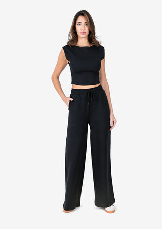 LC All-Around Lounge Cap Sleeve Top Black