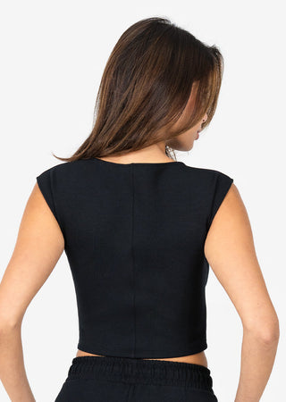 LC All-Around Lounge Cap Sleeve Top Black