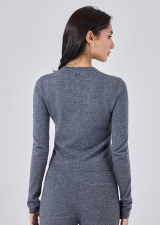 LC Blend Button Cardigan Women Merino Wool Blend Button Cardigan Grey Marl