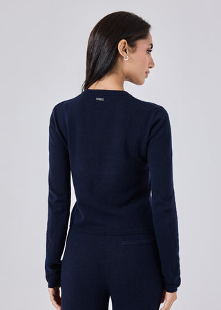 LC Blend Button Cardigan Women Merino Wool Blend Button Cardigan Navy