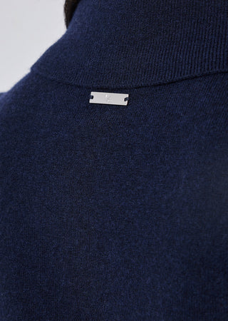 LC Blend Polo Top Women Merino Wool Blend Polo Top Navy